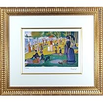 Amazon.co.jp: 絵画 版画 スーラ 額付き 『グランドジャット島の